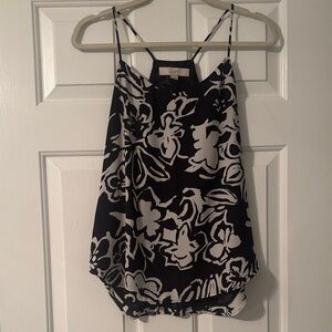 NWOT LOFT Black and White Floral Spaghetti-Strap Cami Top